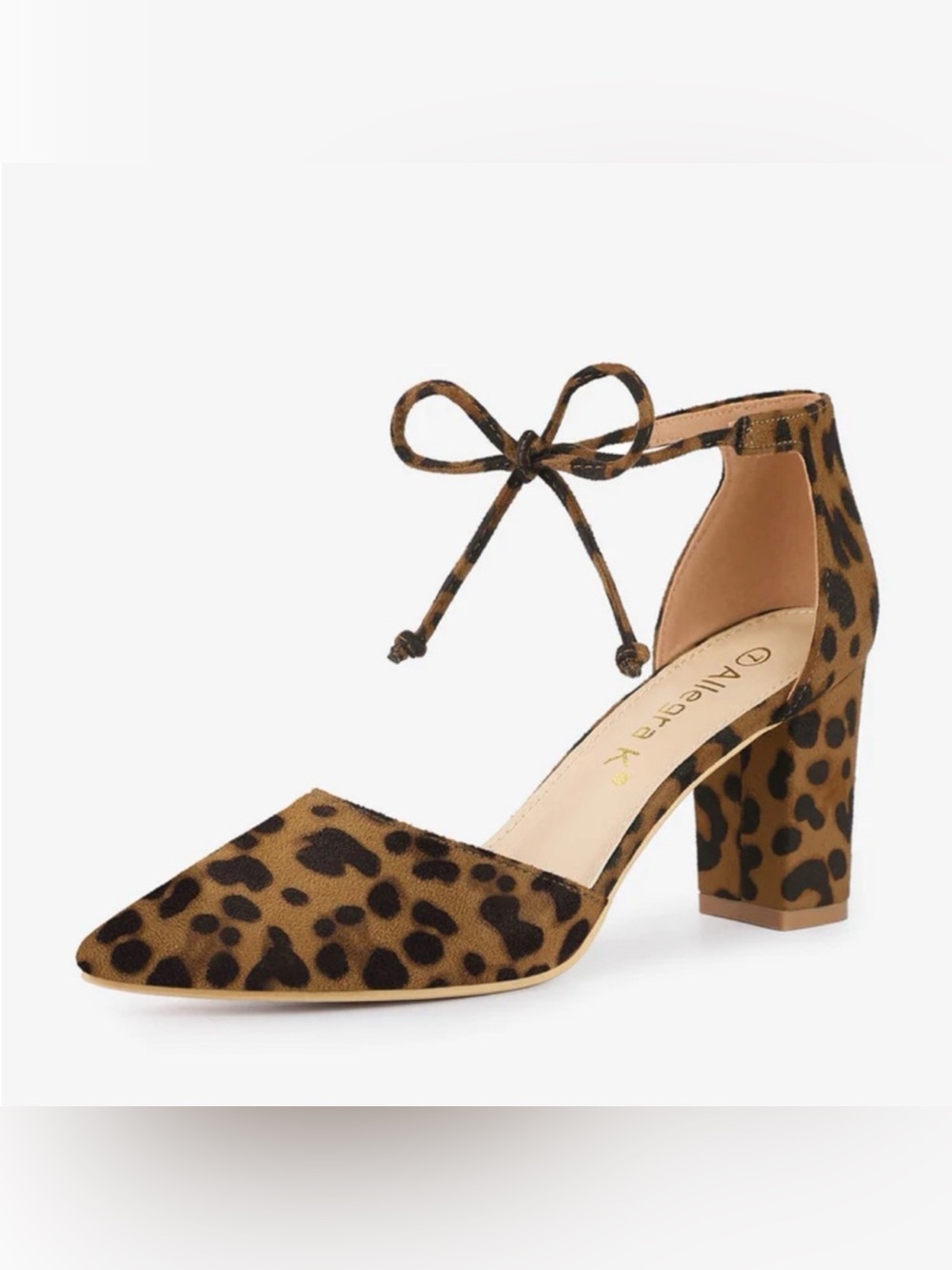 Allegra K Brown Leopard Print Block Heels